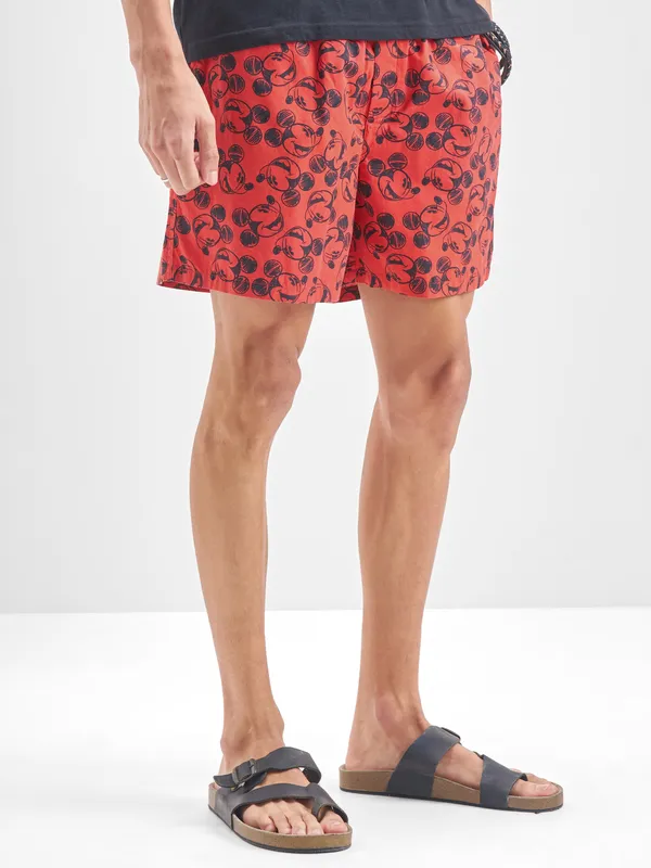 Disney By Highlander Men Red Mickey Mouse Cotton Boxers