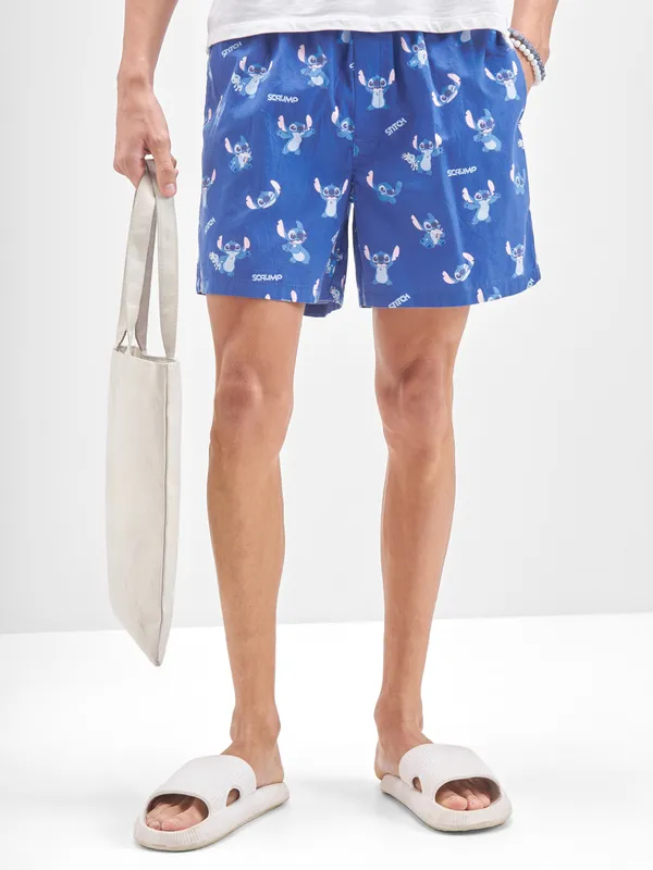 Disney By Highlander Men Blue Stitch Cotton Boxers