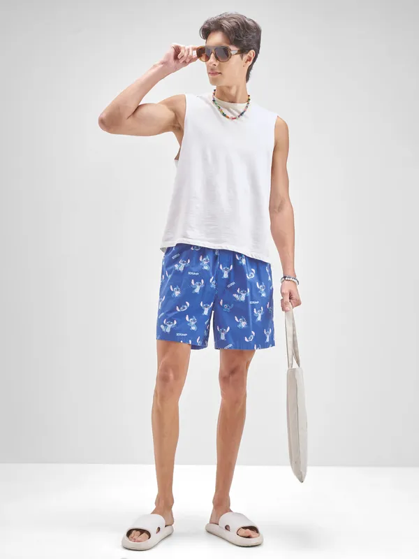 Disney By Highlander Men Blue Stitch Cotton Boxers