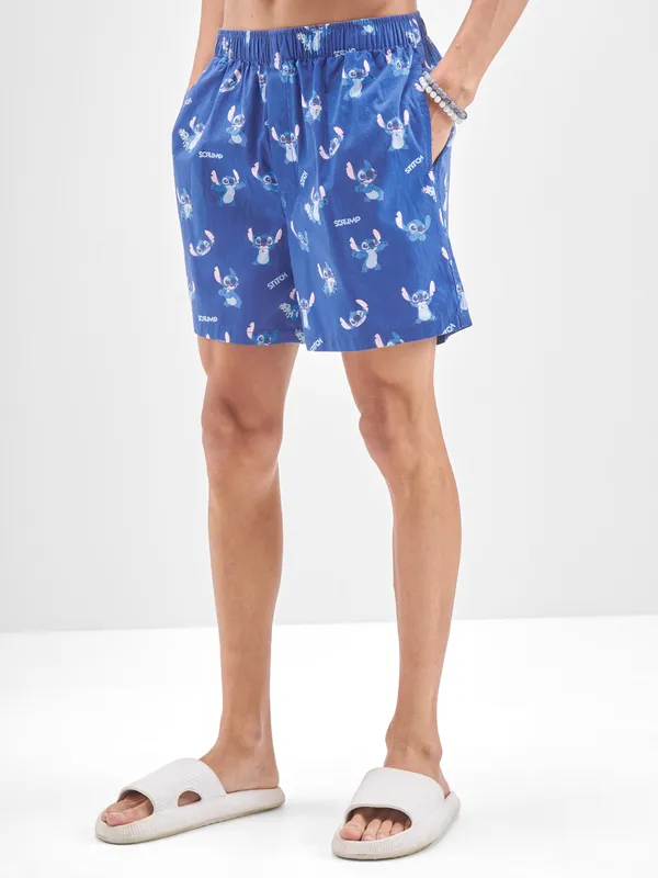 Disney By Highlander Men Blue Stitch Cotton Boxers