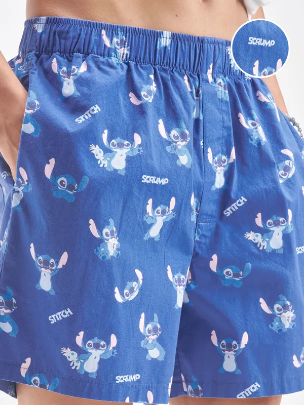 Disney By Highlander Men Blue Stitch Cotton Boxers