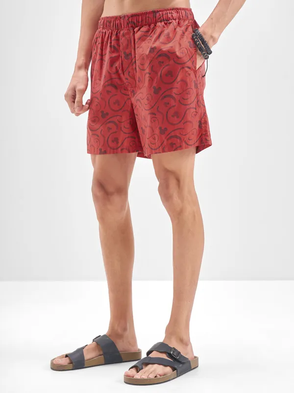 Disney By Highlander Men Red Mickey Mouse Cotton Boxers