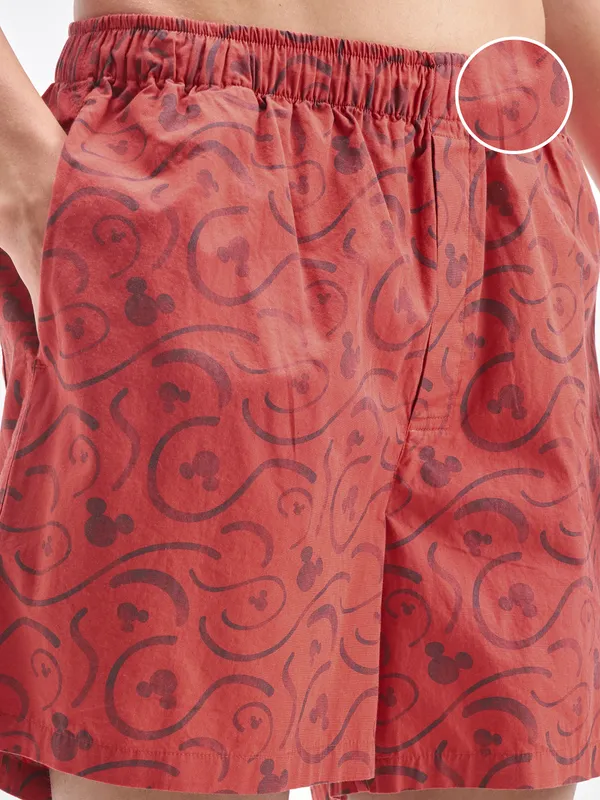 Disney By Highlander Men Red Mickey Mouse Cotton Boxers