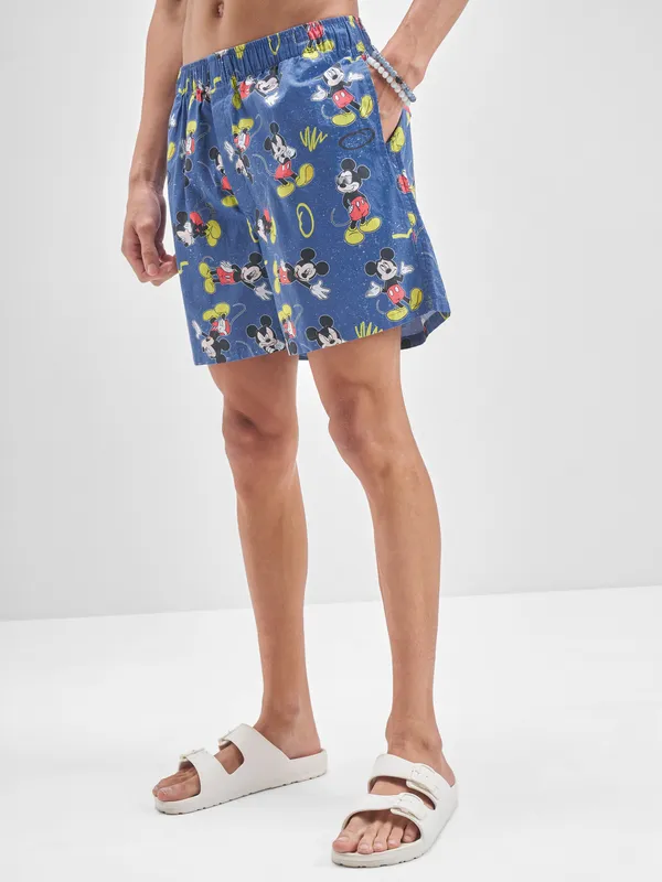 Disney By Highlander Men Blue Mickey Mouse Cotton Boxers