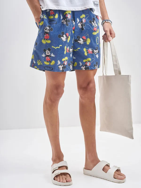 Disney By Highlander Men Blue Mickey Mouse Cotton Boxers