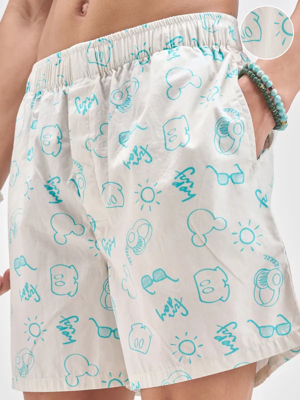 Disney By Highlander Men Off White Mickey Mouse Cotton Boxers