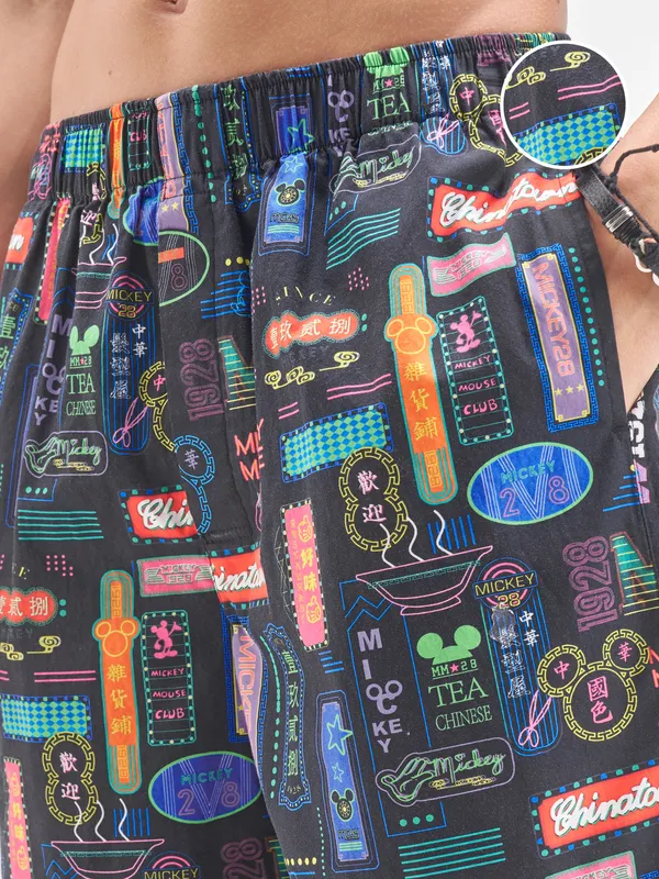 Disney By Highlander Men Black Mickey Mouse Cotton Boxers