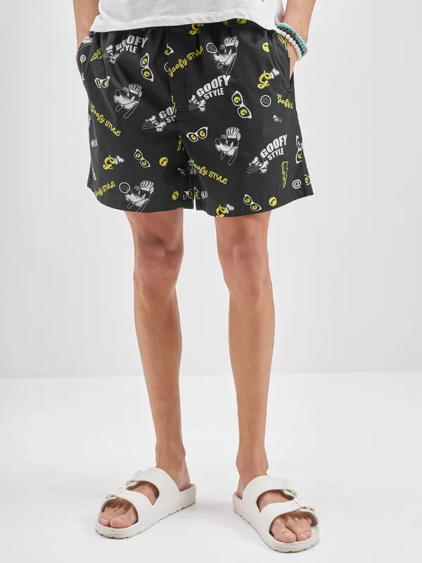 Disney By Highlander Men Black Goofy Cotton Boxers