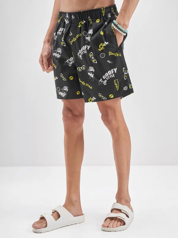 Disney By Highlander Men Black Goofy Cotton Boxers