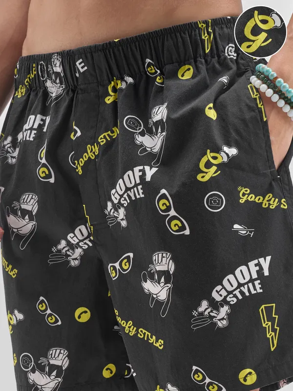Disney By Highlander Men Black Goofy Cotton Boxers