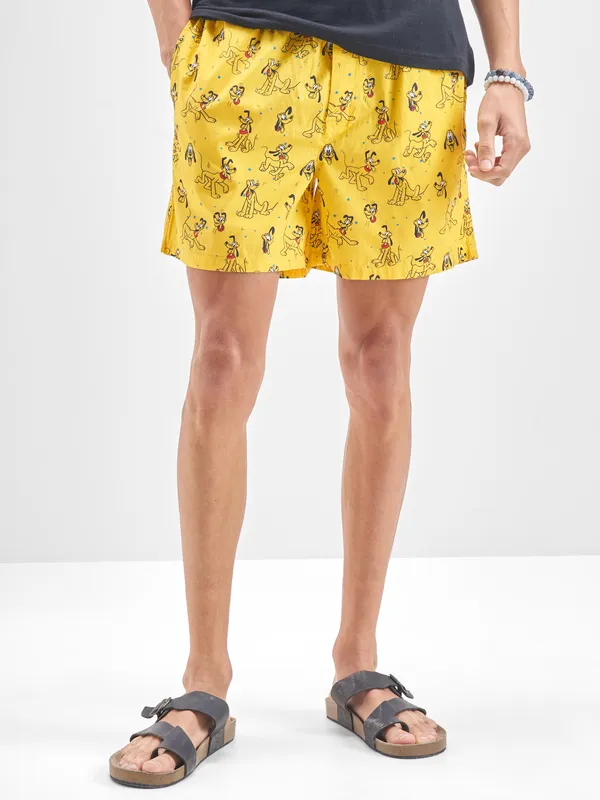 Disney By Highlander Men Yellow Pluto Cotton Boxers