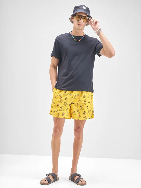 Disney By Highlander Men Yellow Pluto Cotton Boxers