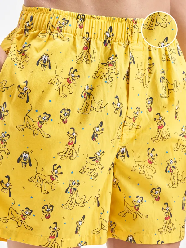Disney By Highlander Men Yellow Pluto Cotton Boxers