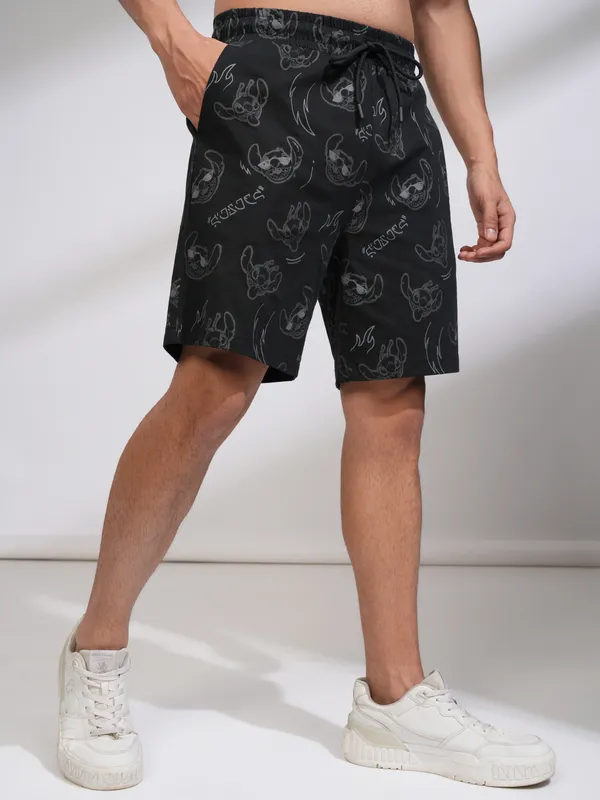 Disney By Highlander Men Black Stitch T-Shirt With Shorts Co-Ords