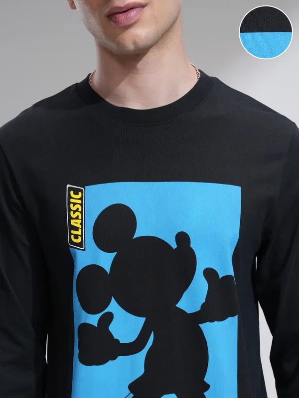 Disney By Highlander Men Black Mickey Mouse T-Shirt With Trouser Co-Ords