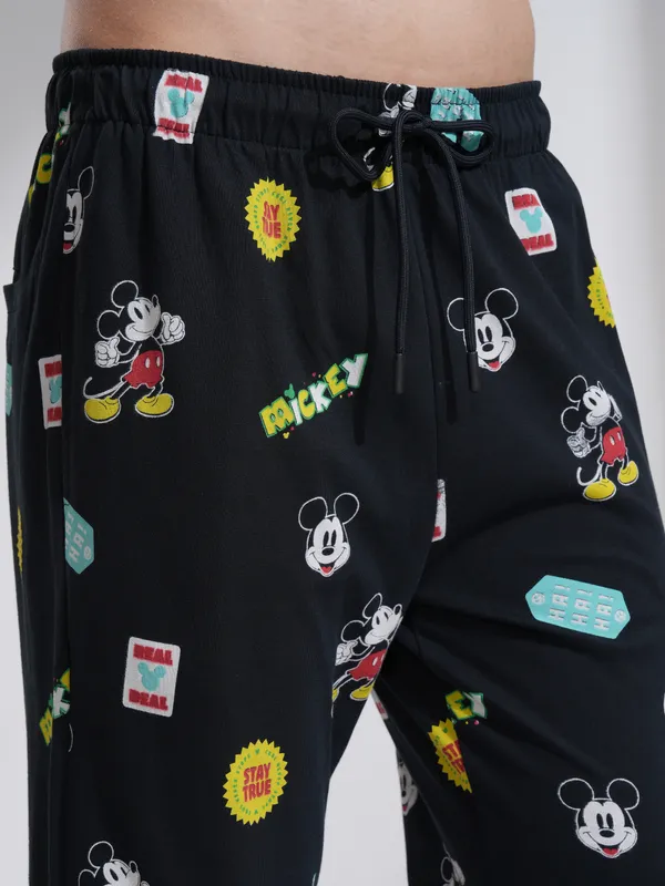 Disney By Highlander Men Black Mickey Mouse T-Shirt With Trouser Co-Ords