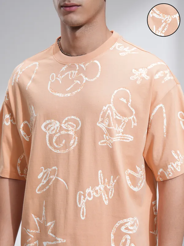 Disney By Highlander Men Rust Mickey And Friends T-Shirt With Shorts Co-Ords