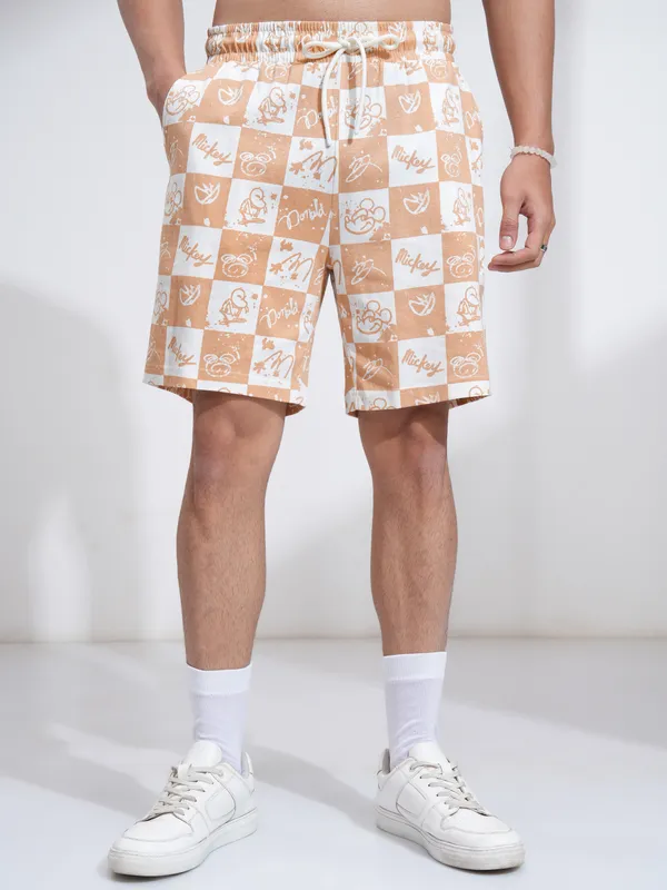 Disney By Highlander Men Rust Mickey And Friends T-Shirt With Shorts Co-Ords