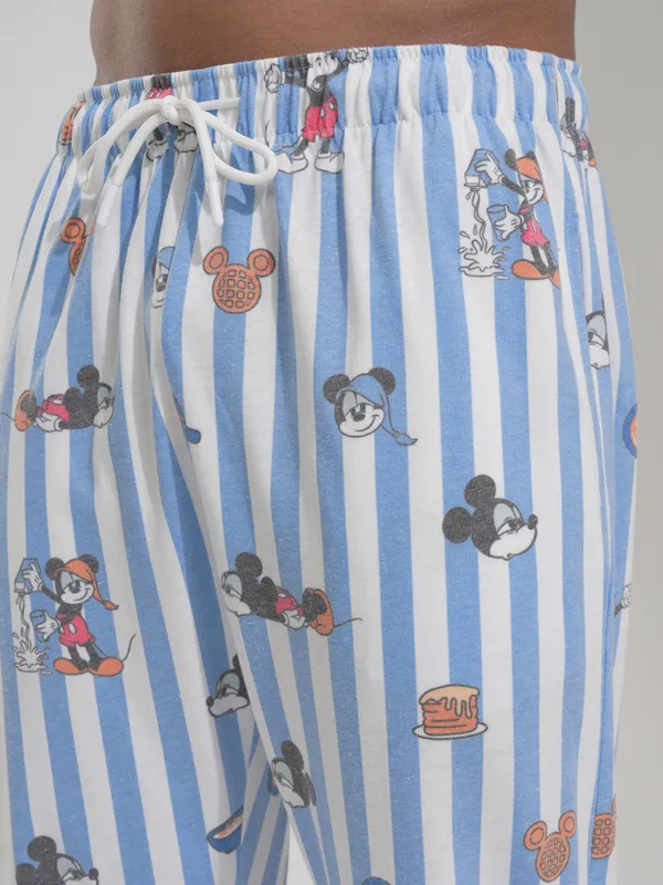 Disney By Highlander Men White Mickey Mouse T-Shirt With Trousers Co-Ords