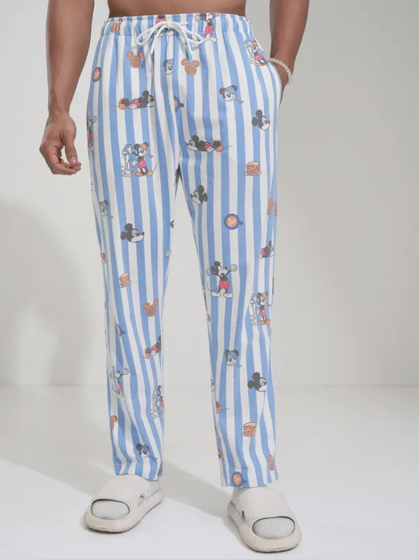 Disney By Highlander Men White Mickey Mouse T-Shirt With Trousers Co-Ords