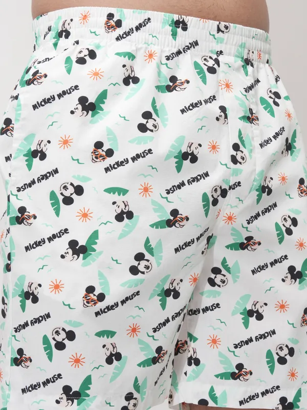 Disney By Highlander Men White Mickey Mouse Shirt With Shorts Co-Ords