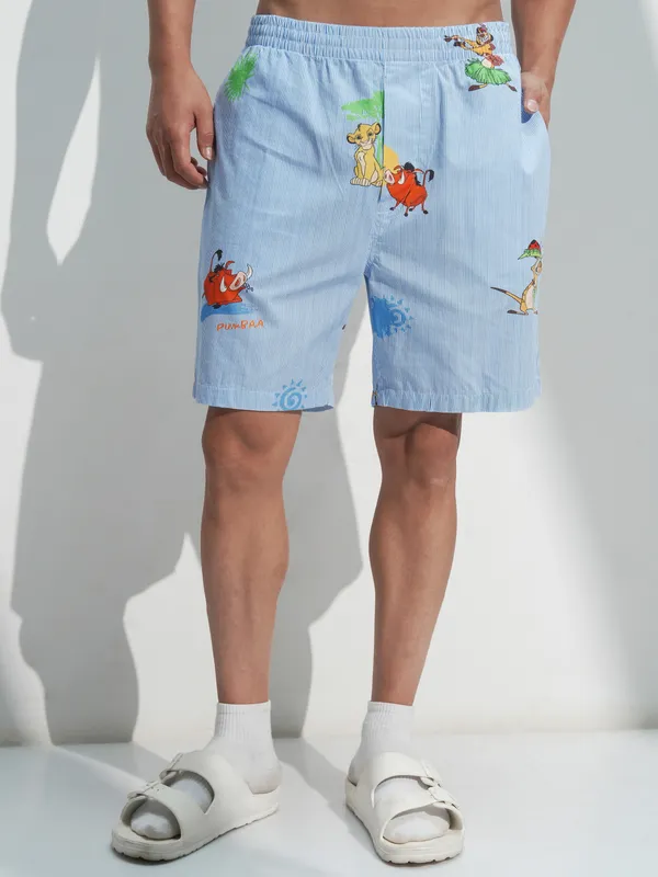 Disney By Highlander Men Blue Lion King Shirt With Shorts Co-Ords