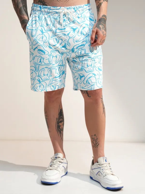 Disney By Highlander Men Turquoise Donald Duck T-Shirt With Shorts Co-Ords