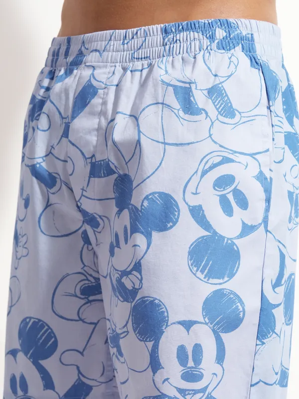 Disney By Highlander Men Blue Mickey Mouse Shirt With Shorts Co-Ords