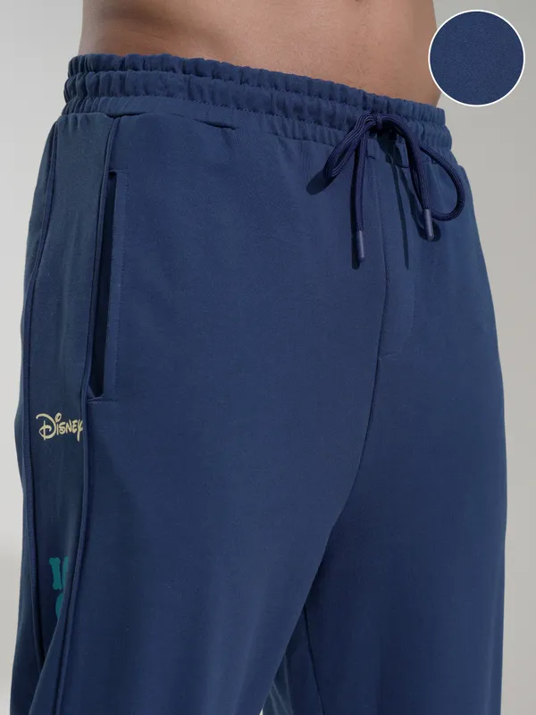Disney By Highlander Men Navy Blue Pluto Regular Fit Printed Casual Trouser