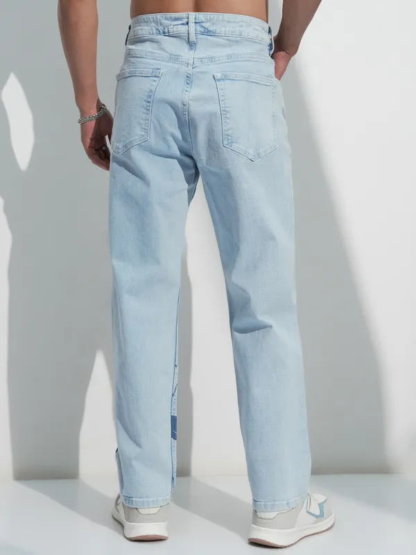 Disney By Highlander Men Blue Mickey Mouse Straight Fit Stretchable Jeans