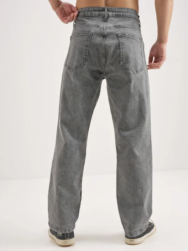 Disney By Highlander Men Grey Mickey Mouse Straight Fit Jeans