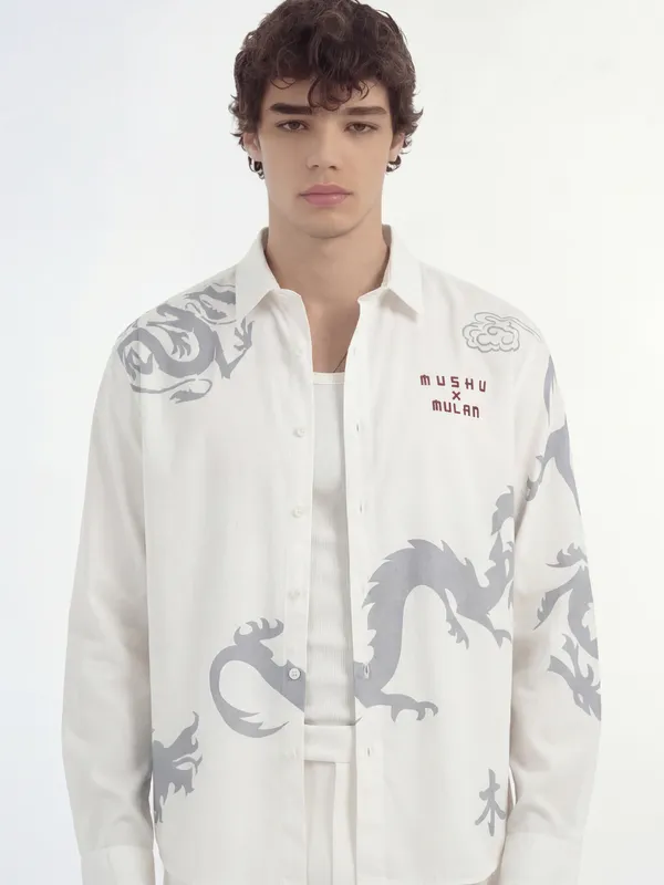 Mushu X Mulan Men Relaxed Fit Casual Shirt