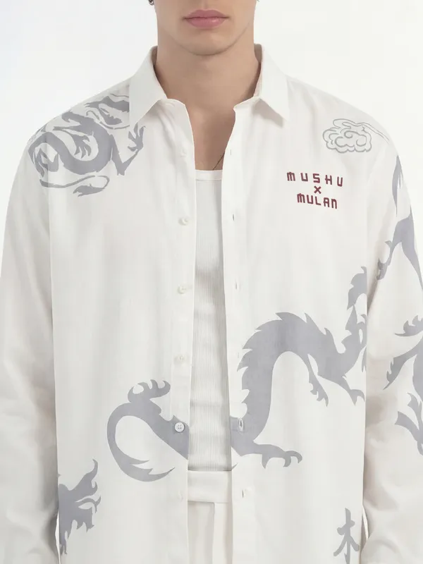 Mushu X Mulan Men Relaxed Fit Casual Shirt