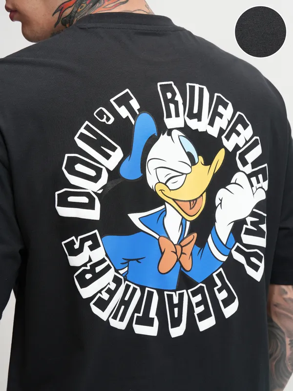 Donald Duck Men Printed Round Neck Oversized Fit T-Shirt