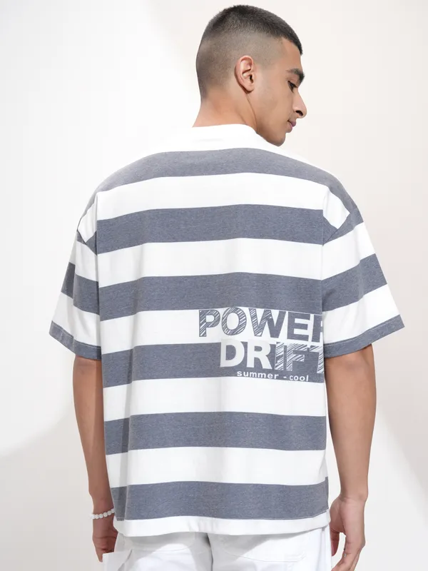 Disney By Highlander Men Navy Blue Mickey Mouse Printed Round Neck Oversized Fit T-Shirt