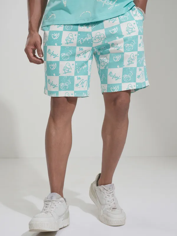Disney By Highlander Men Blue Mickey Mouse Loose Fit Shorts