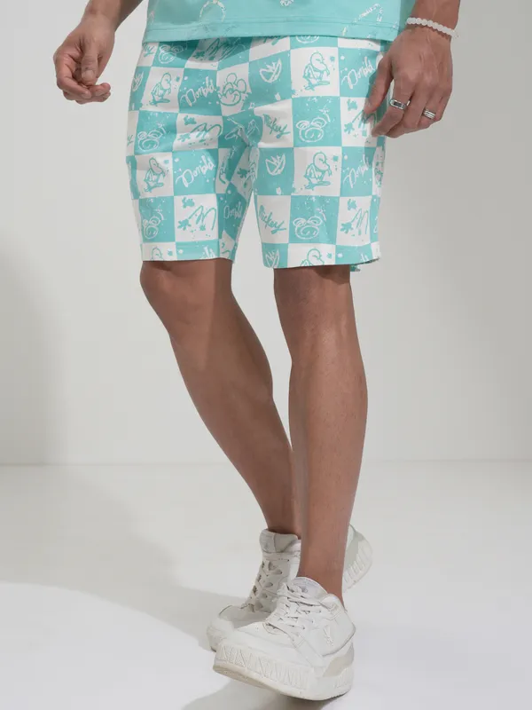 Disney By Highlander Men Blue Mickey Mouse Loose Fit Shorts