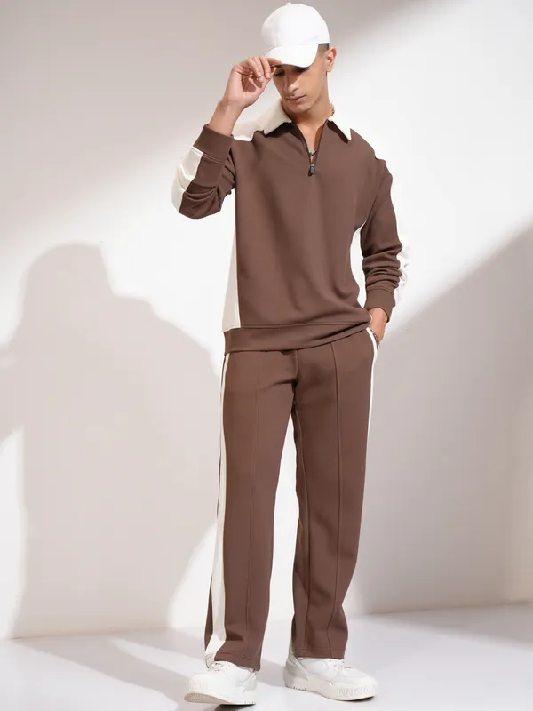 Highlander Men Brown T-Shirt With Trousers Co-Ords