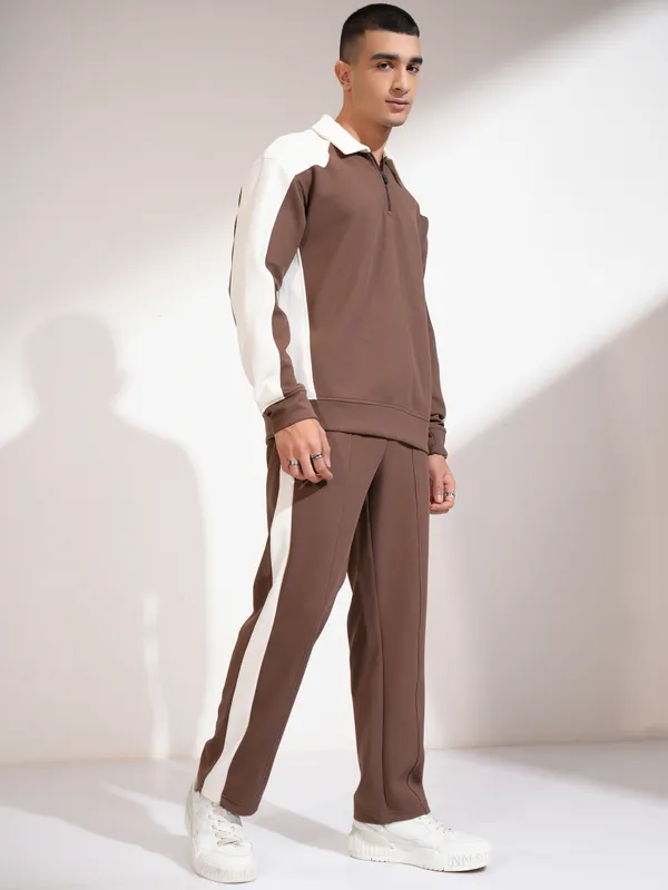 Highlander Men Brown T-Shirt With Trousers Co-Ords