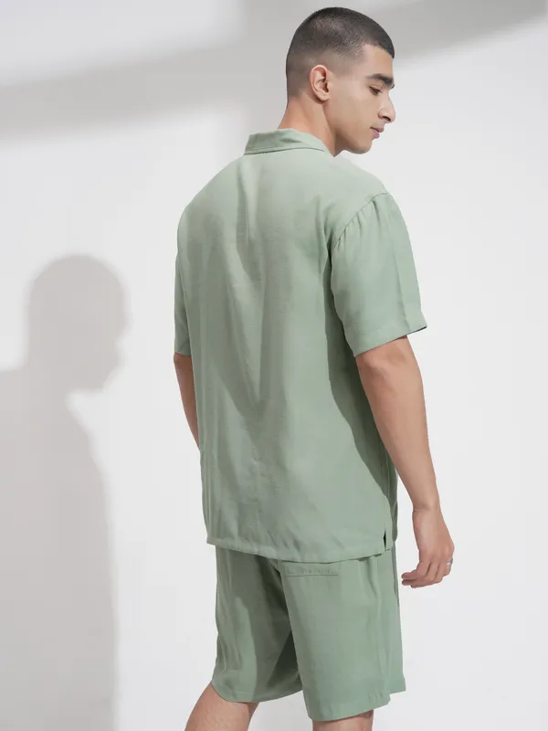 Highlander Men Green Shirt With Shorts Co-Ords