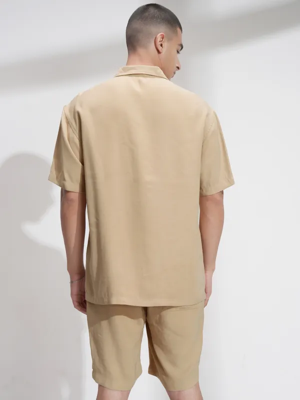 Highlander Men Khaki Shirt With Shorts Co-Ords