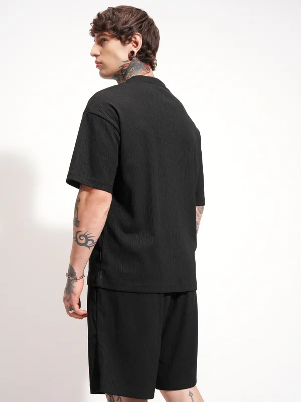 Highlander Men Black T-shirt With Shorts Co-Ords