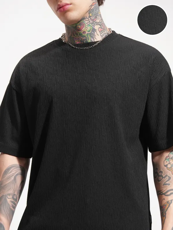 Highlander Men Black T-shirt With Shorts Co-Ords