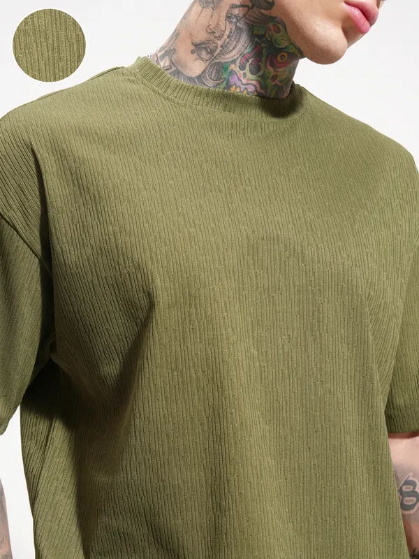 Highlander Men Olive T-shirt With Shorts Co-Ords