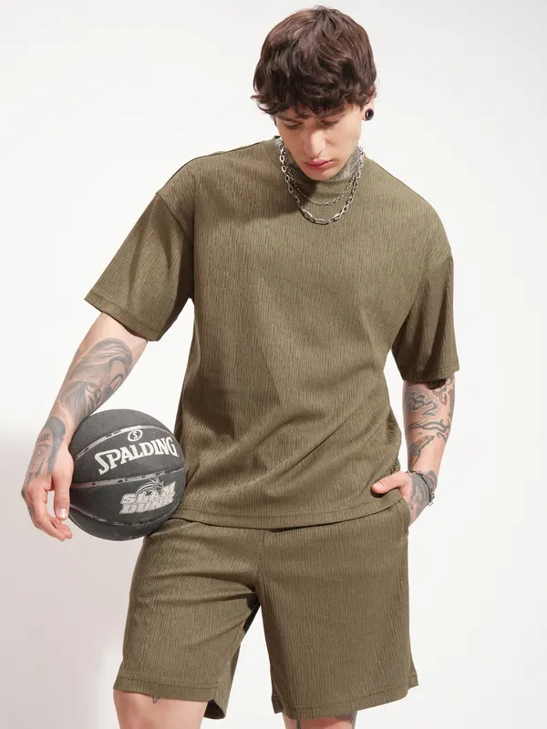 Highlander Men Brown T-shirt With Shorts Co-Ords