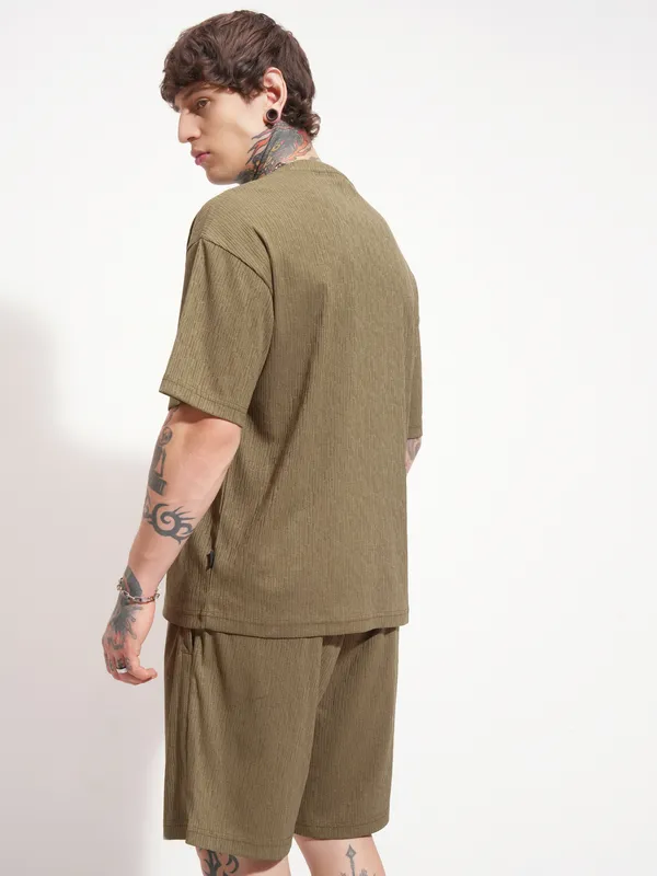 Highlander Men Brown T-shirt With Shorts Co-Ords