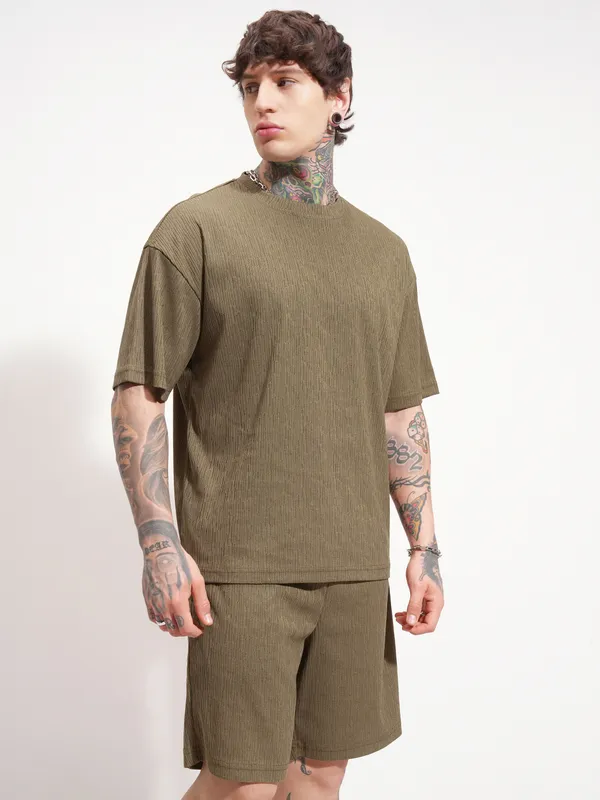 Highlander Men Brown T-shirt With Shorts Co-Ords