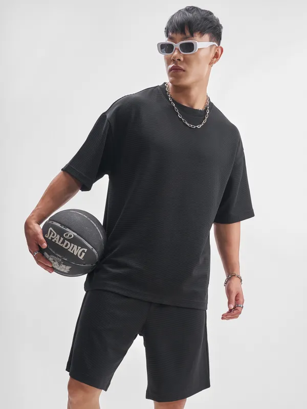 Highlander Men Black T-Shirt With Shorts Co-Ords