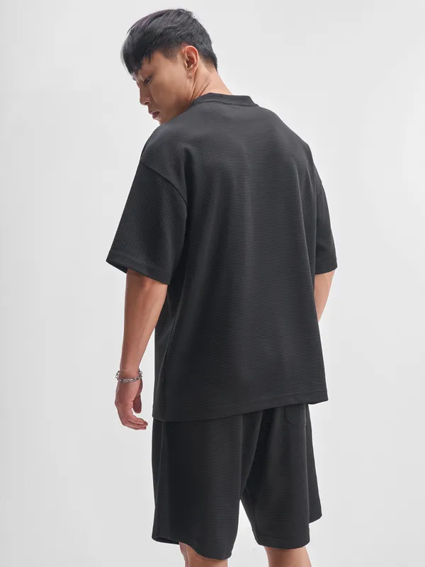 Highlander Men Black T-Shirt With Shorts Co-Ords