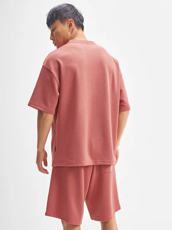 Highlander Men Peach T-shirt With Shorts Co-Ords